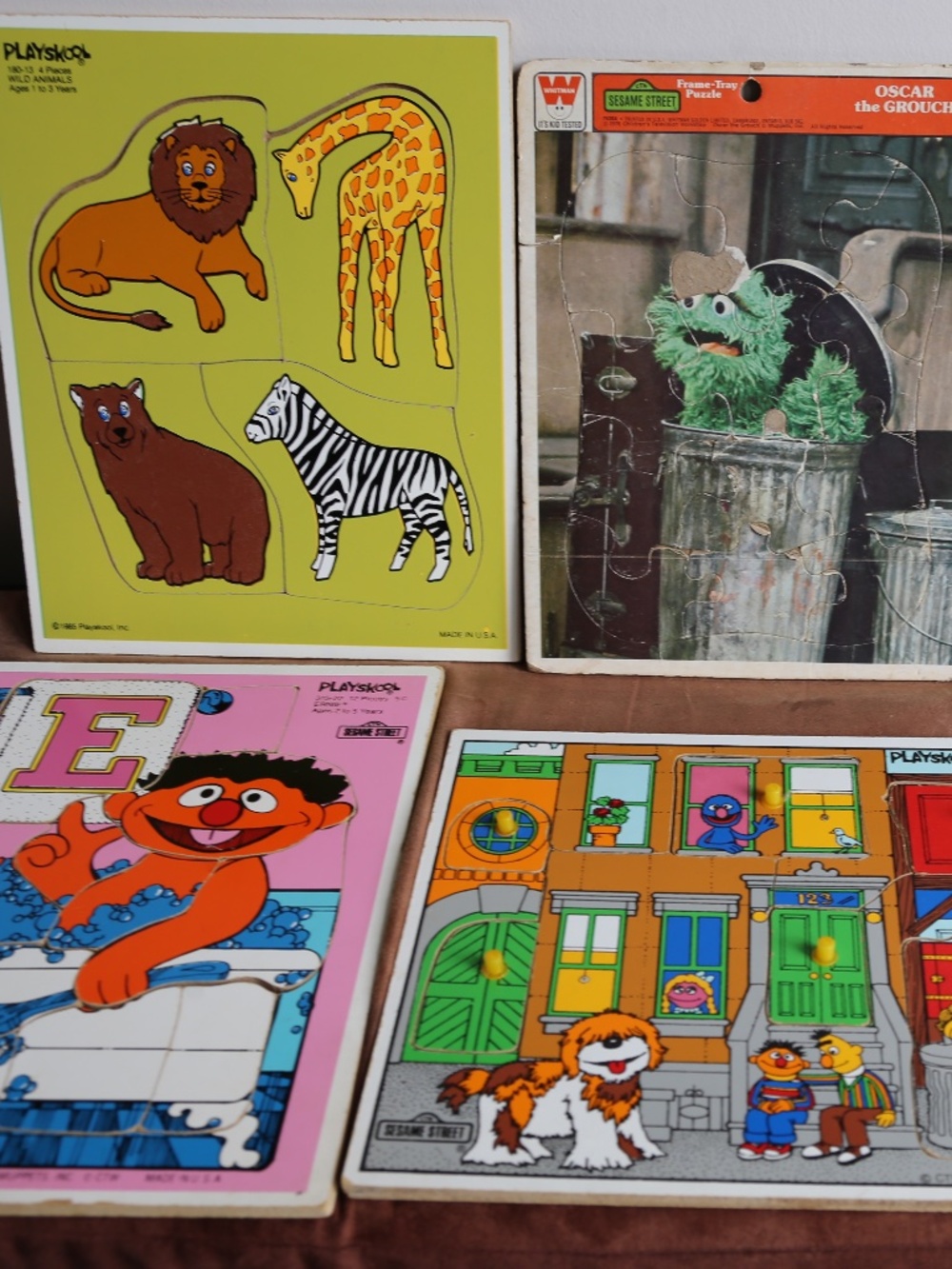 Box Of Vintage Sesame Street & Playskool Puzzles